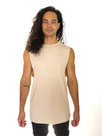 BEIGE MINIMALIST MUSCLE TEE – UNISEX